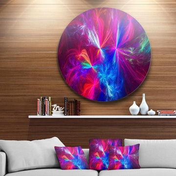 Christmas Fireworks Red - Abstract Metal Circle Wall Art